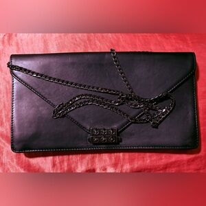 Christian Louboutin Black Leather Loubi54 Panettone Clutch Shoulder Bag